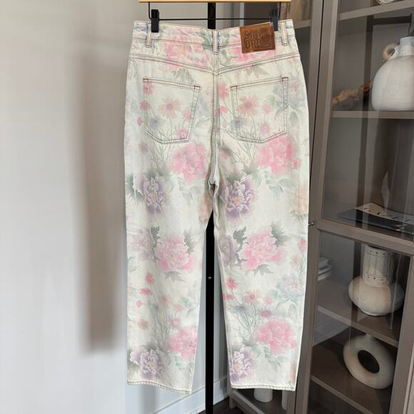 Sandro Flowie Floral Jeans NEW Floral Multicolor Pastel High Rise Denim NWT 10 - Picture 3 of 7
